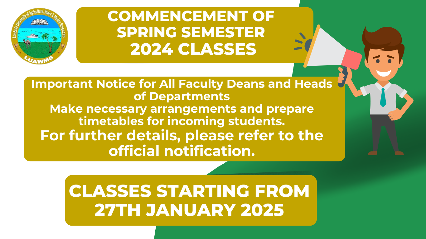 Commencement of Spring Semester 2024 Classes Starting from 27th January 2025