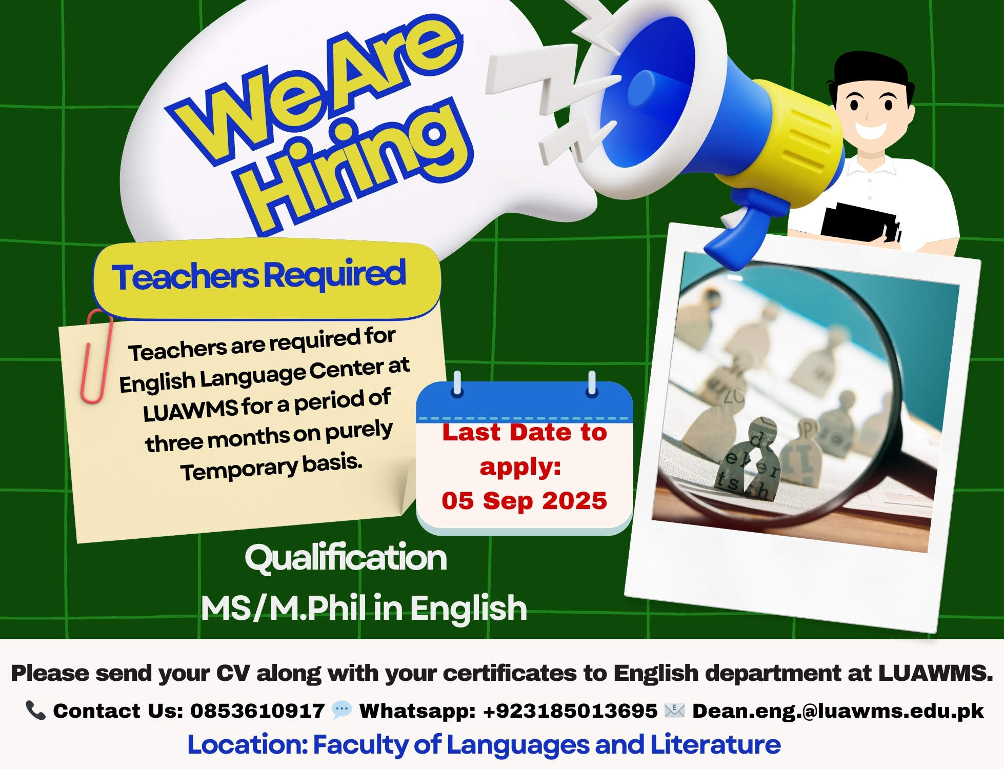 LUAWMS Teacher Vacancy